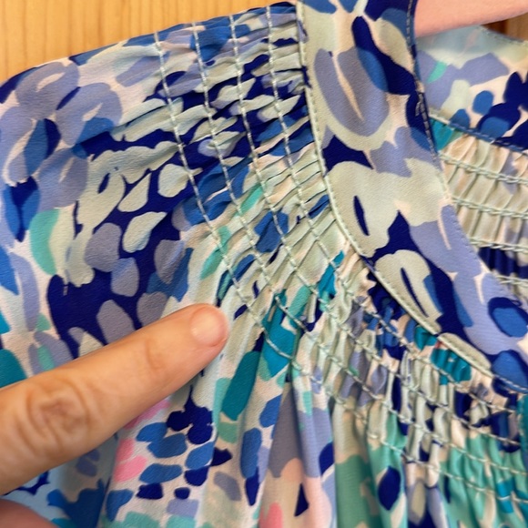 EUC: Lilly Pulitzer XS Elsa Silk Top Blouse Turquoise Oasis Wave after Wave🔥🤩 - Picture 9 of 15